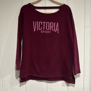 Victoria Sport Long Sleeve Top-Burgandy